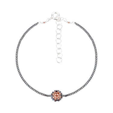 Pulsera Diamantes 1 Cuadrado Negro Ajustable Rosa